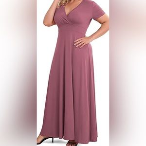 Poseshe FLOOR LENGTH SOLID FORMAL MAXI DRESS, PURPLE, size XL
